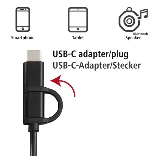 Hama (135745) kabl za punjač USB A (muški) na micro USB/USB tip C sa OTG-om (muški) 1m crni