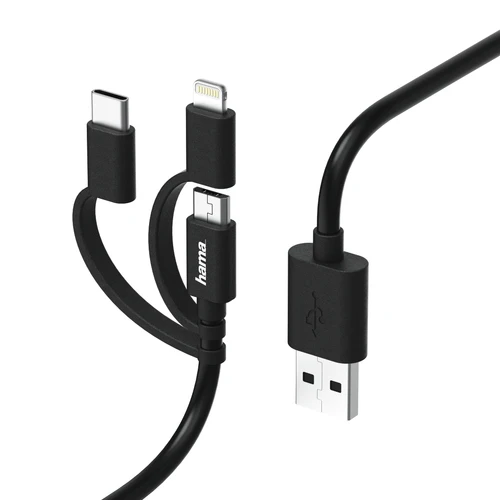 Hama (183225) 3u1 kabl za punjač USB A (muški) na lightning/micro USB/USB tip C (muški) 1.8m crni