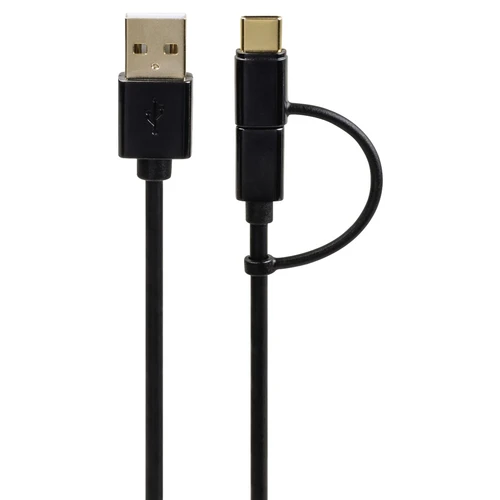 Hama (54512) kabl za punjač USB A (muški) na micro USB/USB tip C (muški) 1m crni