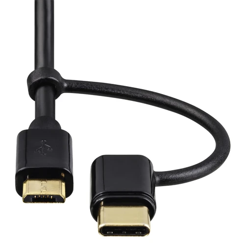 Hama (54512) kabl za punjač USB A (muški) na micro USB/USB tip C (muški) 1m crni