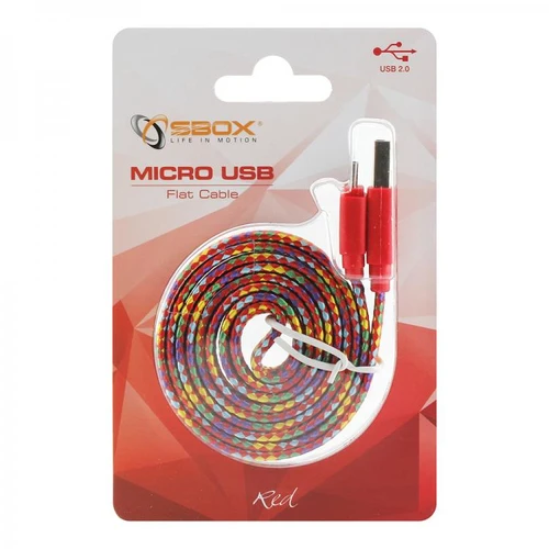 S-BOX crveni kabl za punjač USB A (muški) na micro USB (muški) 1m