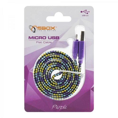 S-BOX ljubičasti kabl za punjač USB A (muški) na micro USB (muški) 1m